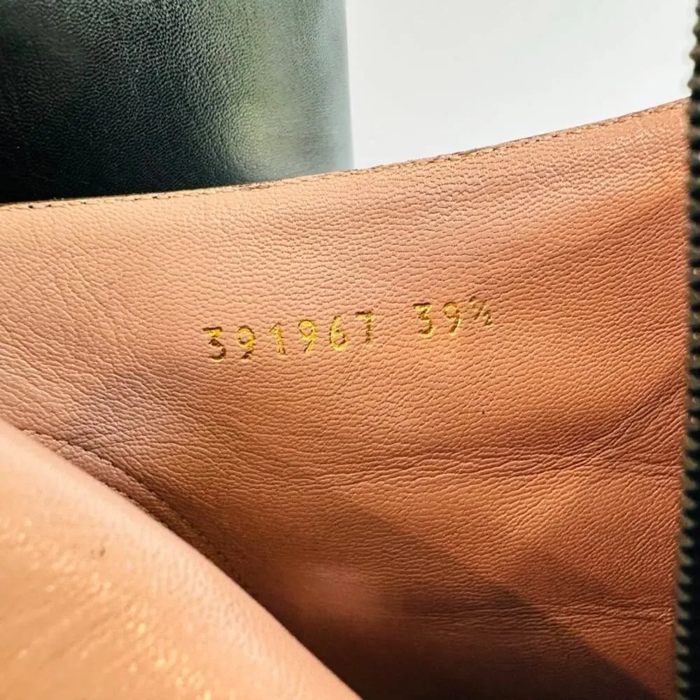 Gucci Black Ankle Boot Size 39.5 Spike Point Toe Horsebit D-Ring Gold Accent - Picture 9 of 12